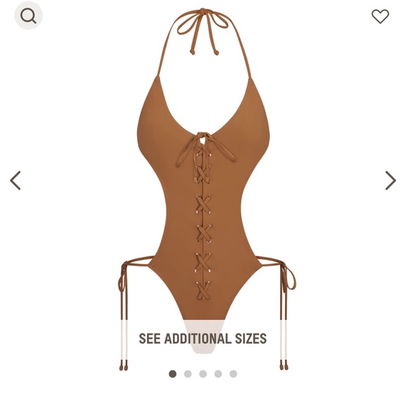 SKIMS LACE UP MONOKINI-ALMOND - Picture 1 of 1